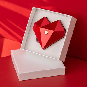 Caja de Joyería con Diseño de Corazón y Patrón Cuadrado, para Anillos, Estilo Retro, Ideal para Aniversarios y Declaraciones de Amor, Color Rojo, Gran Venta - Product Image 4