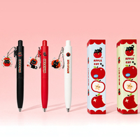 Stylos Gel Rétractables GF Apple Cat Cartoon Mignons et Kawaii pour l'Écriture, Stylos de Signation Adorables pour Journal et Prise de Notes pour Étudiants