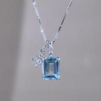 Pendentif DIY en argent sterling 925 plaqué rhodium avec pierre précieuse naturelle taille émeraude, vente en gros d'usine, pour femme, cadeau, usage quotidien