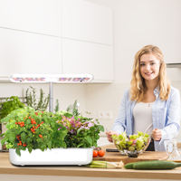 Jardinière hydroponique domestique avec 12 modules et éclairage LED à spectre spécifique, alimentation AC/DC pour la culture de plantes d'intérieur