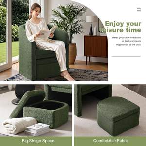 <span class=keywords><strong>Fauteuil</strong></span> moderne en tissu vert pouf avec repose-pieds chaise d'appoint <span class=keywords><strong>confortable</strong></span> <span class=keywords><strong>pour</strong></span> les petits espaces de vie meubles de maison <span class=keywords><strong>pour</strong></span> la lecture - Product Image 6