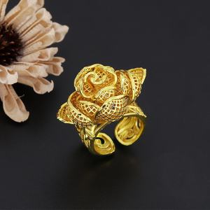 JXX 4pcs/<b>Set</b> 24k Gold-Plated Brass <b>Set</b> Wedding <b>Set</b> Including Necklace Earring Bangle <b>Ring</b> <b>for</b> <b>Women</b> <b>for</b> Middle East India - Product Image 3