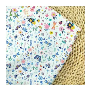 Carton Designs Cute Floral Butterfly dragonfly Printed Cotton Fabric Woven 100% Cotton Fabric For Kidn's Garment