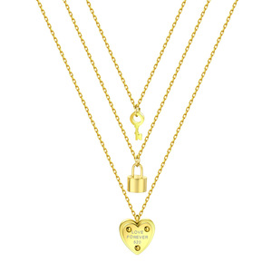 Collar con colgante de acero inoxidable de varias capas en forma de corazón, dorado, para mujer, regalo, uso diario - Product Image 1