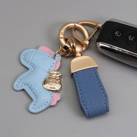 Porte-clés en cuir motif petit agneau porte-bonheur, pendentif poney, pour sac de couple, style riche et tendance, pour voiture, écologique