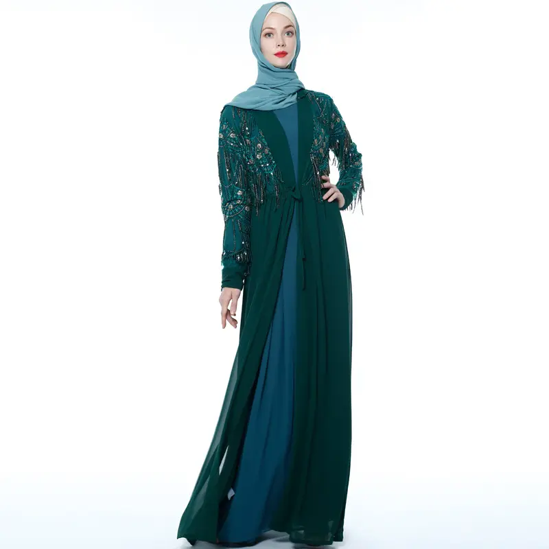 Vêtements islamiques de luxe pour femmes, robe brodée à paillettes, style musulman du moyen-orient, Abaya Jilbab, vente en gros, 2020