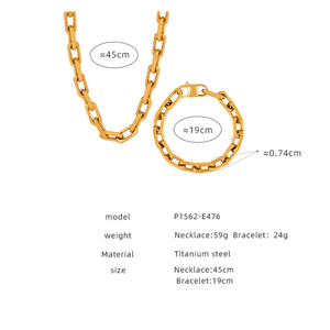 Joyería Punk Hip Hop, Acero Inoxidable Antideslustre, Cadena Cubana Gruesa y Sólida, Conjunto de Collar y Pulsera para Hombre y Mujer - Product Image 6