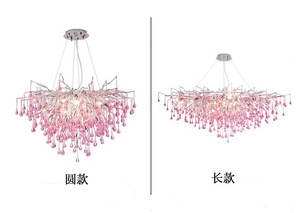 Nuovo arrivo <span class=keywords><strong>a</strong></span> goccia in stile ramo di lusso Villa <span class=keywords><strong>lampadario</strong></span> di cristallo con LED regolabile altezza rosa - Product Image 5