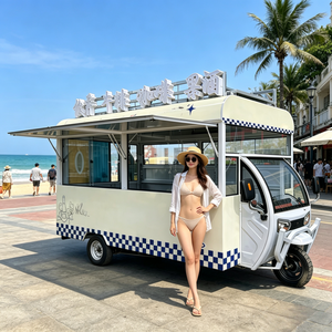 Suite complète de services de conception interne pour remorque à café, food truck tropical, snack-bar, hot-dog, en acier inoxydable, personnalisable - Product Image 1