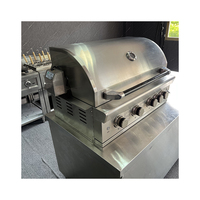Barbecue à gaz encastré professionnel en acier inoxydable à 4 brûleurs Fourniture d'usine de cuisine extérieure pour hôtels et restaurants