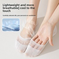 Chaussettes décontractées invisibles ultra-fines en maille sans couture mi-mollet pour femme en soie de mûrier et chanvre, respirantes et fraîches, à aiguille unique