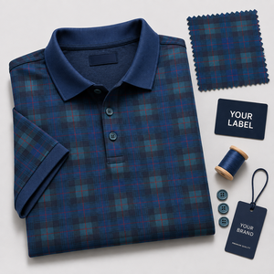 Playera Polo para Hombre, Manga Corta, Diseño a Cuadros, Casual, con Logotipo Bordado Personalizado, Marca Privada, Fabricante OEM ODM - Product Image 3