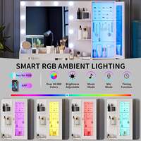 Miroir lumineux LED moderne simple 2025, armoire cosmétique, coiffeuse de chambre à coucher, style panneau en bois pour chambre principale en location