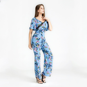 2019 nouvelle mode casual maïs-ruban <span class=keywords><strong>embelli</strong></span> à epaules ouvertes combinaison avec imprimé floral - Product Image 2