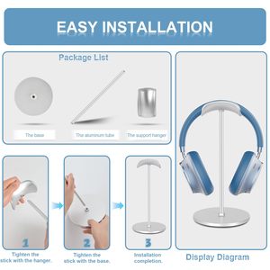 Headphone <strong>Stand</strong>, Curved <strong>Headset</strong> <strong>Stand</strong> with Aluminum Rod ABS Solid Base <strong>Gaming</strong> <strong>Headset</strong> Holder for Desk Headphone Accessories - Product Image 4