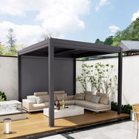 Pergola à lames orientables de luxe en alliage d'aluminium, résistante au vent et à l'eau, idéale pour jardin, balcon et piscine