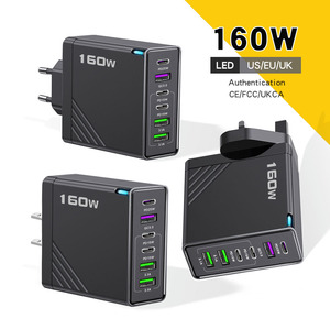 อะแดปเตอร์โทรศัพท์มือถือ 160W ชาร์จเร็วพิเศษ วัสดุ PC+ABS ทนไฟ QC2.0 3USB 3PD สำหรับปลั๊ก UK US EU - Product Image 2