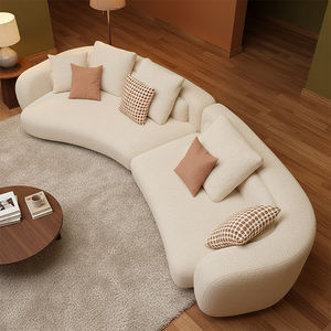 <span class=keywords><strong>2026</strong></span>년 최신형 곡선 소파 판매, 모던 크림 스타일 패브릭 소파 3인용 클라우드 카우치 호텔 고급 원목 거실 소파 - Product Image 2