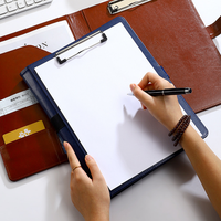 Carpeta de archivos de negocios A4, Portapapeles de escritura de conferencias multifuncional, organizador de documentos de cuero PU duradero con tarjetero
