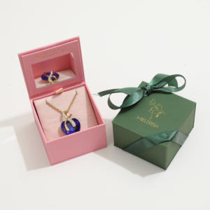 Luxury Necklace Ear Stud Magnetic Flip Jewelry <b>Box</b> with Bow Cardboard Jewelry <b>Gift</b> Boxes Jewellery Packaging with Paper Bag - Product Image 6