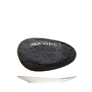 Piatto Piatto Astratto 26x15 cm in Ceramica Marrone Luna per Servire - Product Image 1