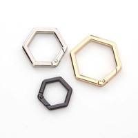 Anneau hexagonal ouvrable pour porte-clés, boucle à ressort, fermoir hexagonal en métal, accessoires pour sacs à main, fabrication de porte-clés DIY