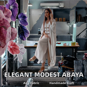 2025 Sharut Modest Polyester Breathable Abaya Latest Wholesale Eid Dubai Elegant Turkey Button Women Muslim <b>Dress</b> <b>Kaftan</b> Open - Product Image 2