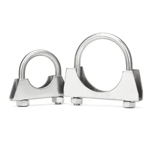 Clips de tuyau en acier inoxydable de haute qualité zingage simple boulon anneau tuyau d'échappement U forme pince avec deux trous pour conduit