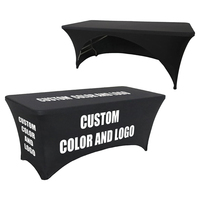 Nappe de table en polyester imperméable et extensible avec logo imprimé par sublimation personnalisée pour salon professionnel