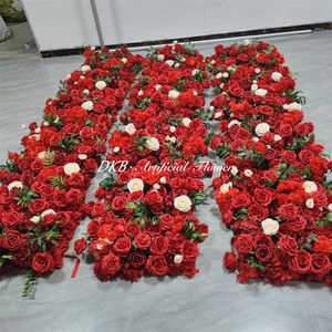 Arche de mariage personnalisée rouge avec fleurs, arche d'événement, décoration florale artificielle - Product Image 5