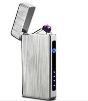 Briquet électrique à double arc à LED sans flamme rechargeable par USB pour fumer des cigares ou des cigarettes avec logo personnalisé