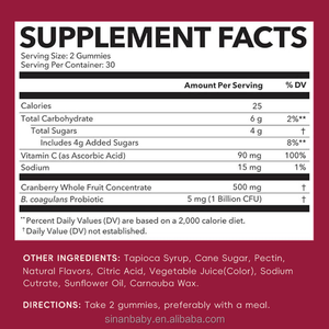 Probióticos Femeninos de la Mejor Calidad, Gomitas de Arándano, 1 Billón de Unidades de Lactobacillus para la Salud del Tracto Urinario, pH, Sin Gluten - Product Image 3