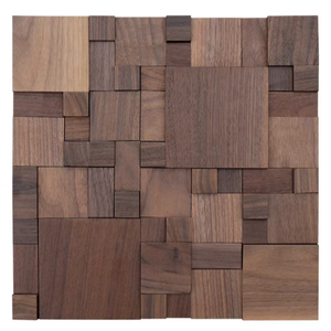 Panneau mural en bois massif de noyer noir de luxe <span class=keywords><strong>petit</strong></span> carré mosaïque 3D bois TV fond mur salle à manger Club décorer panneaux muraux - Product Image 1