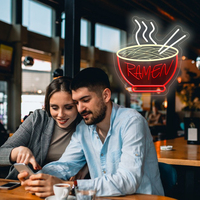 Enseigne au néon ramen rouge-3D Dimmable 5V enseignes au néon japonaises pour décoration murale Restaurant vitrine boutique salle à manger