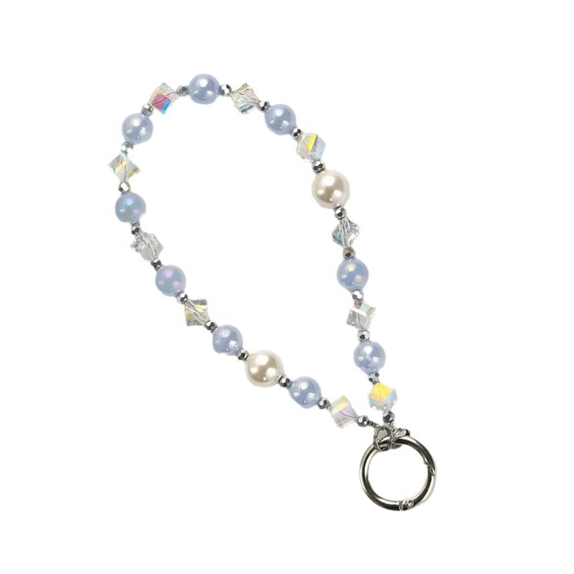 Wholesale Phone Lanyard Phone Charms Wrist Straps Crystal Bead Bracelet Key Chain Flower Mobile Phone Chain Trendy Girl Keychain