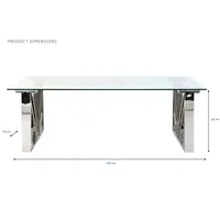 Table basse en acier et verre 130x70x45 finition chromée