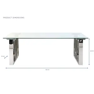 Table basse en acier et verre 130x70x45 finition chromée - Product Image 2