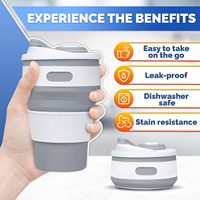 Meilleur cadeau : Tasse de camping pliable 12OZ en silicone à motif marbré avec mousqueton intégré, format de poche, pour eau, bière, café, idéale pour les voyages