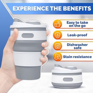 Miglior Regalo: Tazza Pieghevole da 12OZ con Motivo Marmorizzato, in Silicone con Moschettone, Tascabile, per Viaggi, Acqua, Birra, <span class=keywords><strong>Caffè</strong></span>, Tazza da Campeggio Richiudibile - Product Image 3