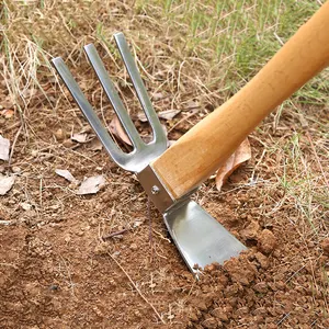 Mango de madera de alta calidad, herramientas de jardín para plantar, cultivador de acero inoxidable, azada de jardín, azada agrícola para aflojar el suelo