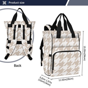 <b>Large</b> Capacity Khaki Houndstooth Custom Print Waterproof Nylon Baby Diaper Bags <b>Backpack</b> Mommy Travel Bag for <b>Women</b> - Product Image 3