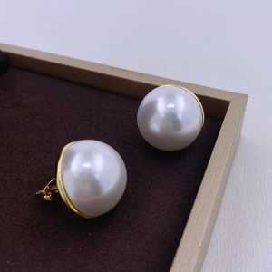 फैशन गहने बड़े अर्ध-गोल मोती ईयररिंग्स शेल मोती इयररिंग्स खोल महिलाओं को स्टड करता है - Product Image 3