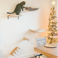 Étagères murales flottantes en bois écologiques pour chats, hamac et perchoirs, meubles à fixer au mur, griffoir