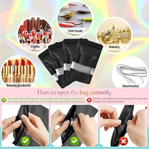 Tùy chỉnh in 3.5 đen Zip khóa Mylar túi có thể khóa lại gia vị bao bì thực phẩm mùi bằng chứng dây kéo đứng lên túi có cửa sổ - Product Image 5