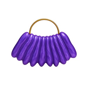 Sac de soirée plissé en acrylique pour femme, pochette marbrée avec poignée supérieure en métal, idéal pour cocktails et soirées formelles - Product Image 5