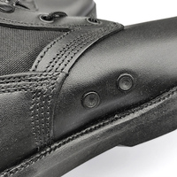 Chaussures en cuir imperméables noires de haute qualité avec tige en cuir et en toile Oxford, bottes tactiques de sécurité à tige haute pour hommes