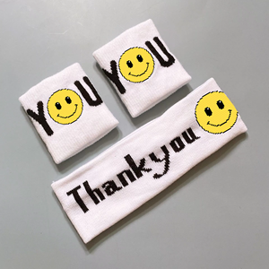 Bandeau anti-transpiration <span class=keywords><strong>CrossFit</strong></span> personnalisé unisexe de haute qualité avec logo de dessin animé visage souriant brodé Tennis et course à pied Sports pour cadeaux de bienvenue - Product Image 4