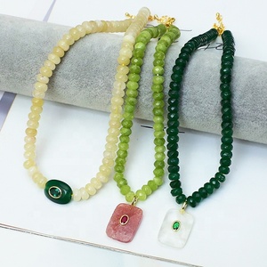 Collier en perles d'alliage de laiton et de cuivre faites à la main, avec pendentif géométrique, style tendance, bijou classique - Product Image 2