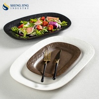 Plats et assiettes de poisson en céramique mate personnalisés nordiques pour Restaurant vaisselle hôtel pierre motif dîner servant poterie ovale Platon
