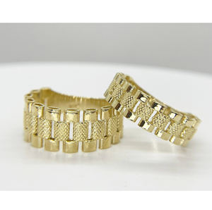 Duyizhao新しいデザインK14ゴールドメッキRollie Presidential Style Textured Band Ring for <span class=keywords><strong>Men</strong></span> Women Jewelry - Product Image 1
